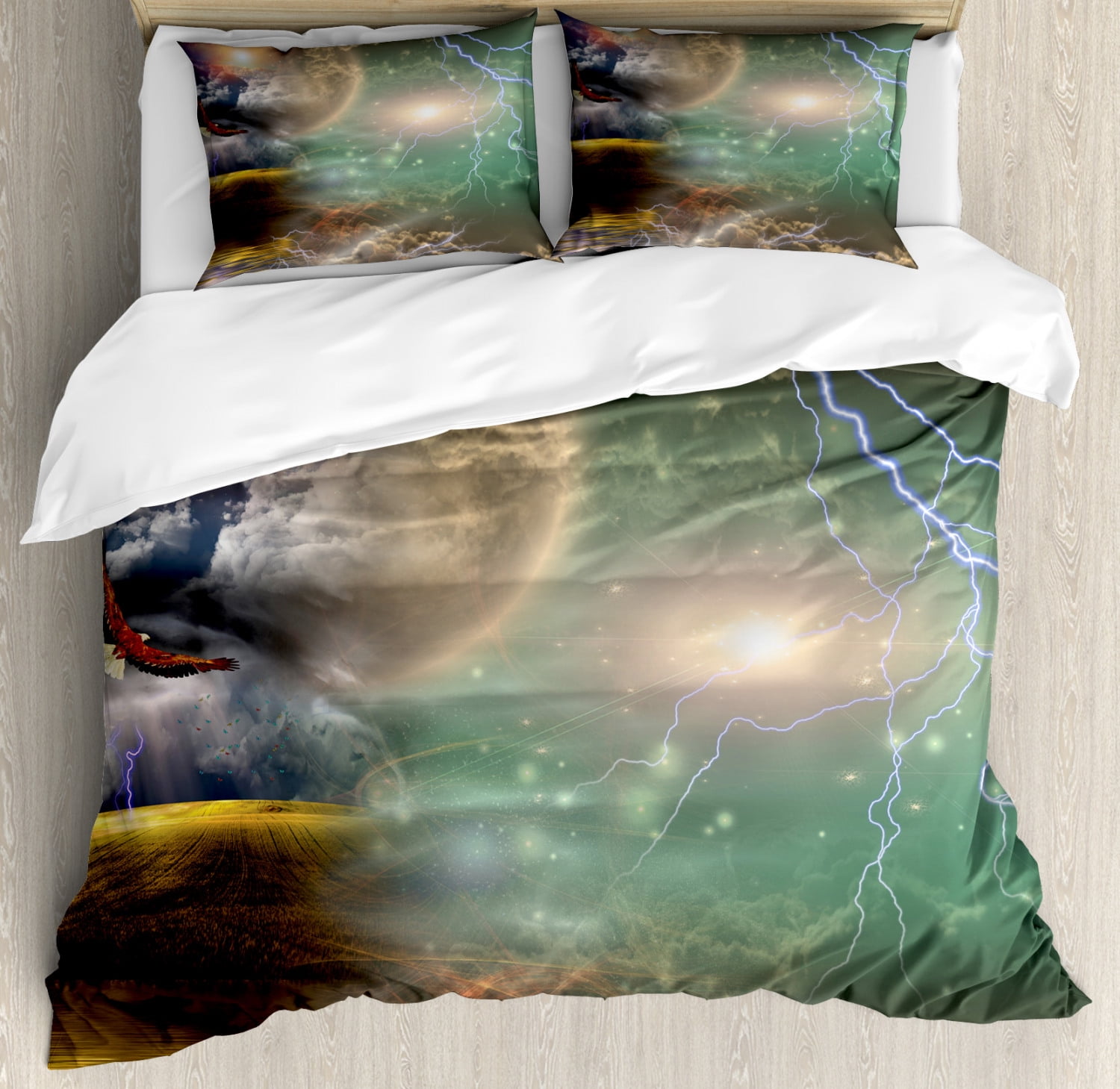 Fantasy Celestial Events Queen Duvet Cover Set with Pillow Shams