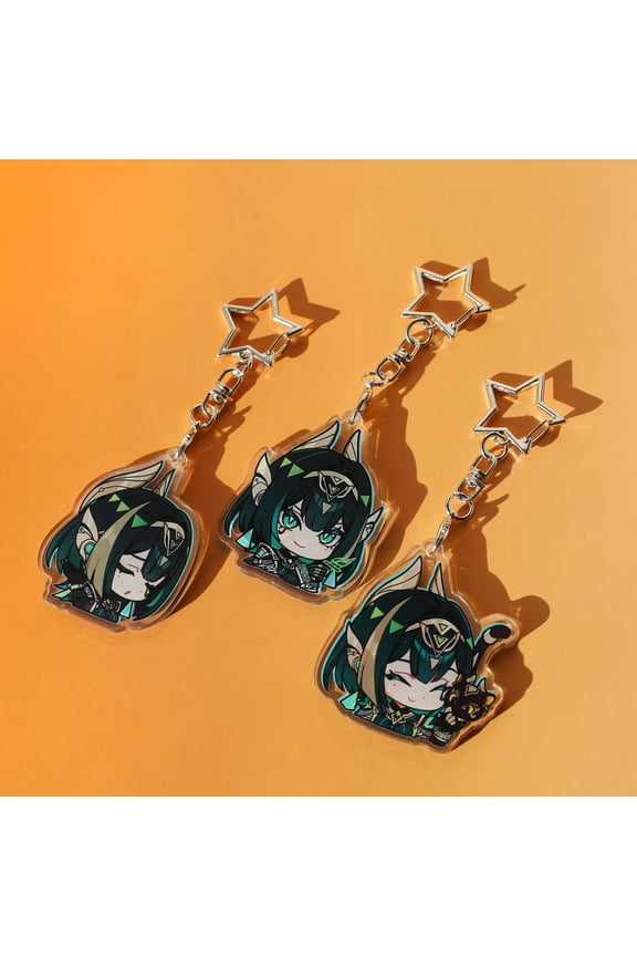 Fantasy Elemental RPG New Character Chibi Acrylic Keychain Cute Anime Fan Gift, random 1 pack