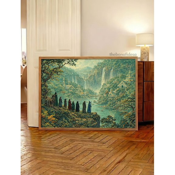 Fantasy Elven Landscape Wall Art Print, Power Rings Inspired Decor