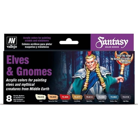 Fantasy Elves & Gnomes Model Color Paint Set - Pack of 8