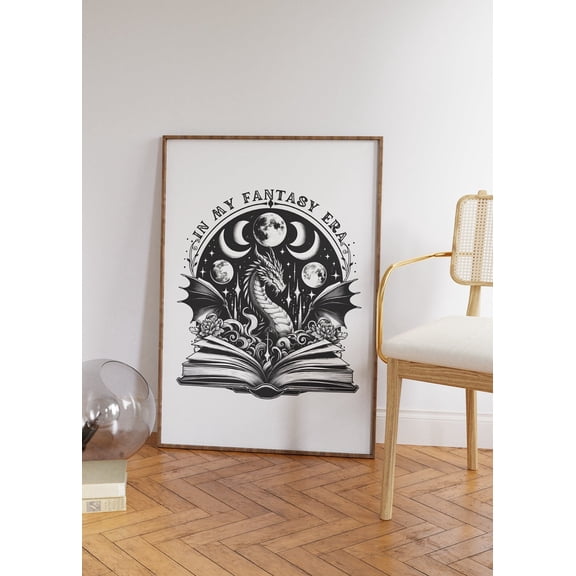 In My Fantasy Era Poster, Cute Book Lover Wall Art, Trendy Reading Poster, For Reader, Fantasy Book Lover Posters, Bookworm Wall Art, Unframed Poster Size 12x18