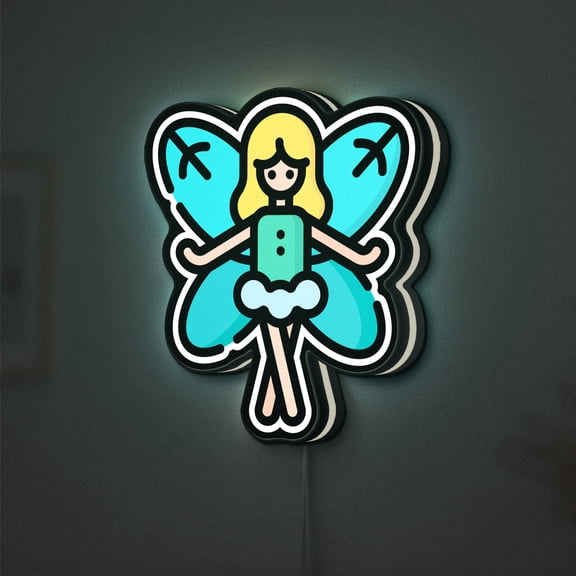 Fantasy Fairy 3D Novelty Light Box, Magical Character Lamp Decor for Folklore, Fairytale and Dreamy Imagination Spaces (Width 8 inch, 20cm)