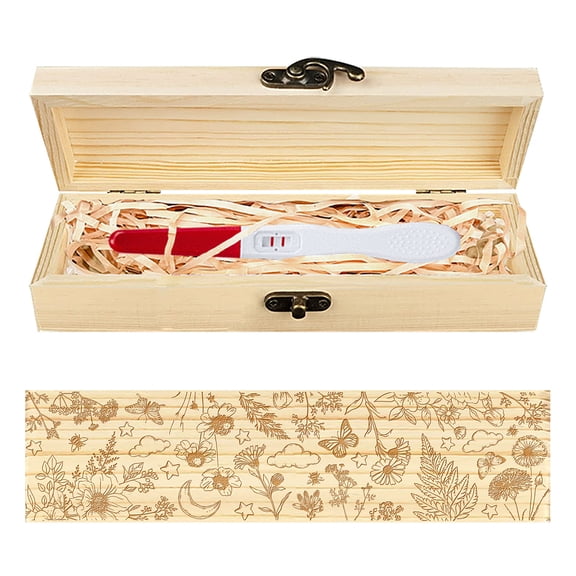 Fantasy Fairy Tale Elements Gift Souvenir Box Plants and Butterflies Wooden Gift Box with Raffia Ribbon and Lock