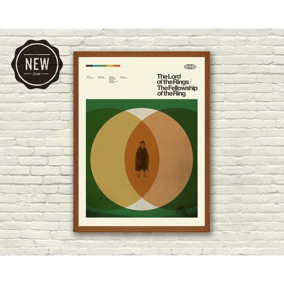 Fantasy Fellowship Ring Lithograph Swiss Retro Home Style Mid-Century Modern Wall Art, Unframed Poster