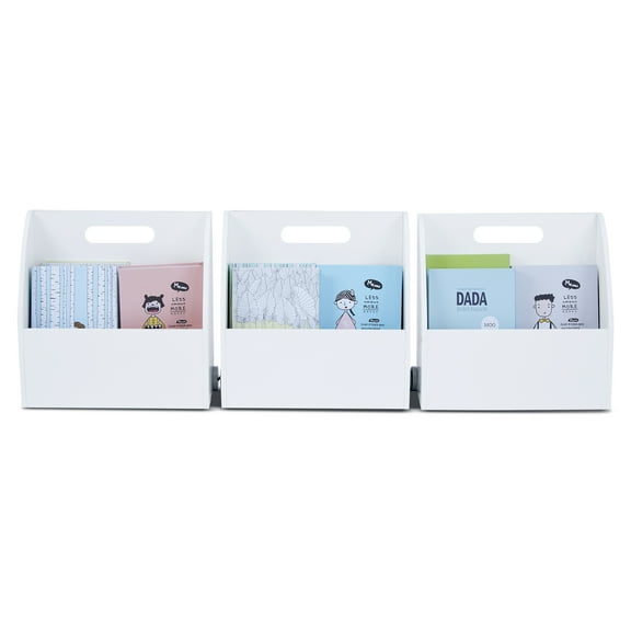 Fantasy Fields 3 pc. Writable Magnetic Wheeled Book Bins, White