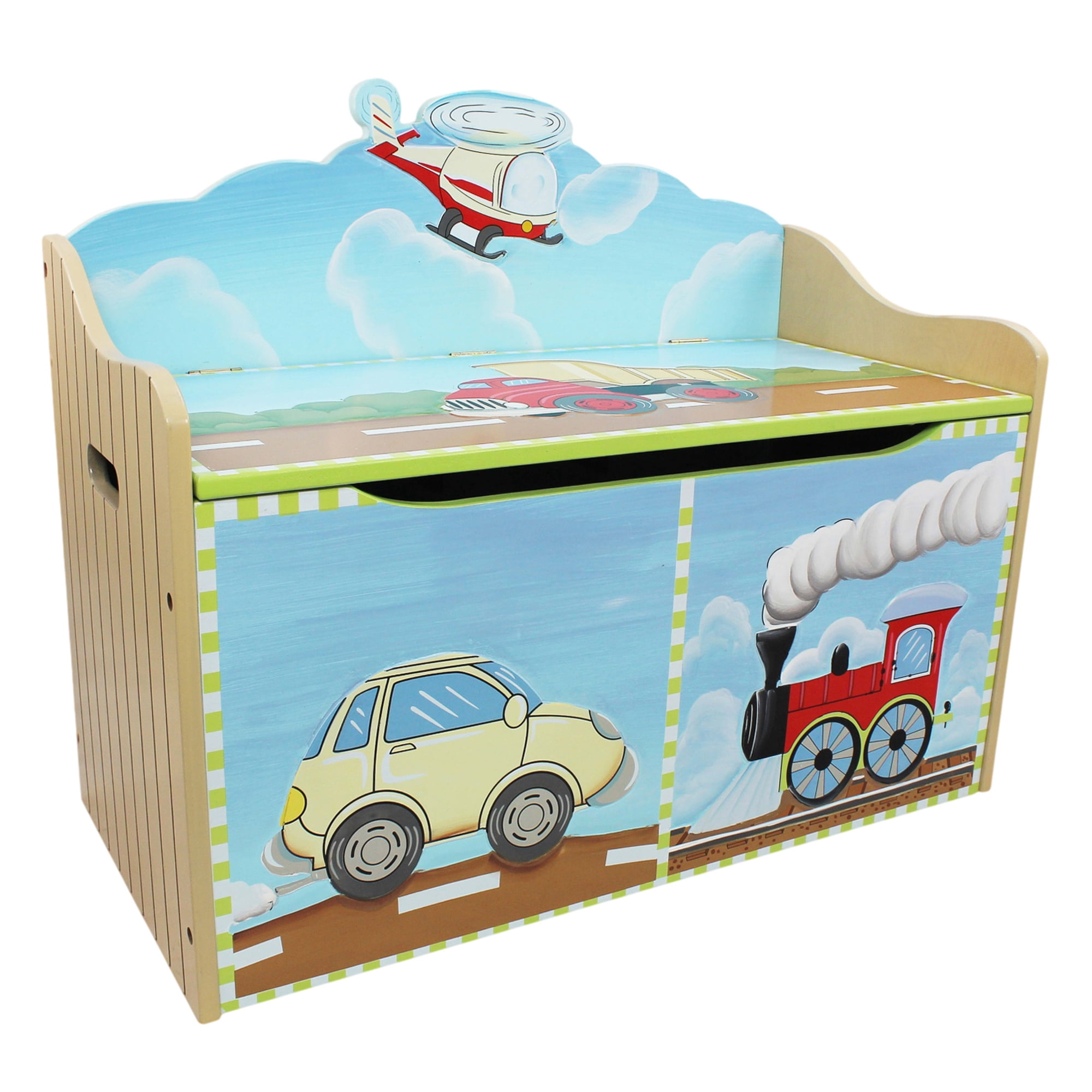 Fantasy Fields Children Transportation Kids Wooden Toy Box Chest Storage W 9940A