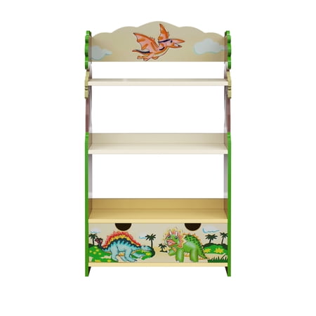 Fantasy Fields Dinosaur Kingdom Kids 3-Tier Bookshelf with Drawer