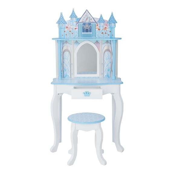 Fantasy Fields Dreamland Castle Kids Vanity Table & Stool, Blue