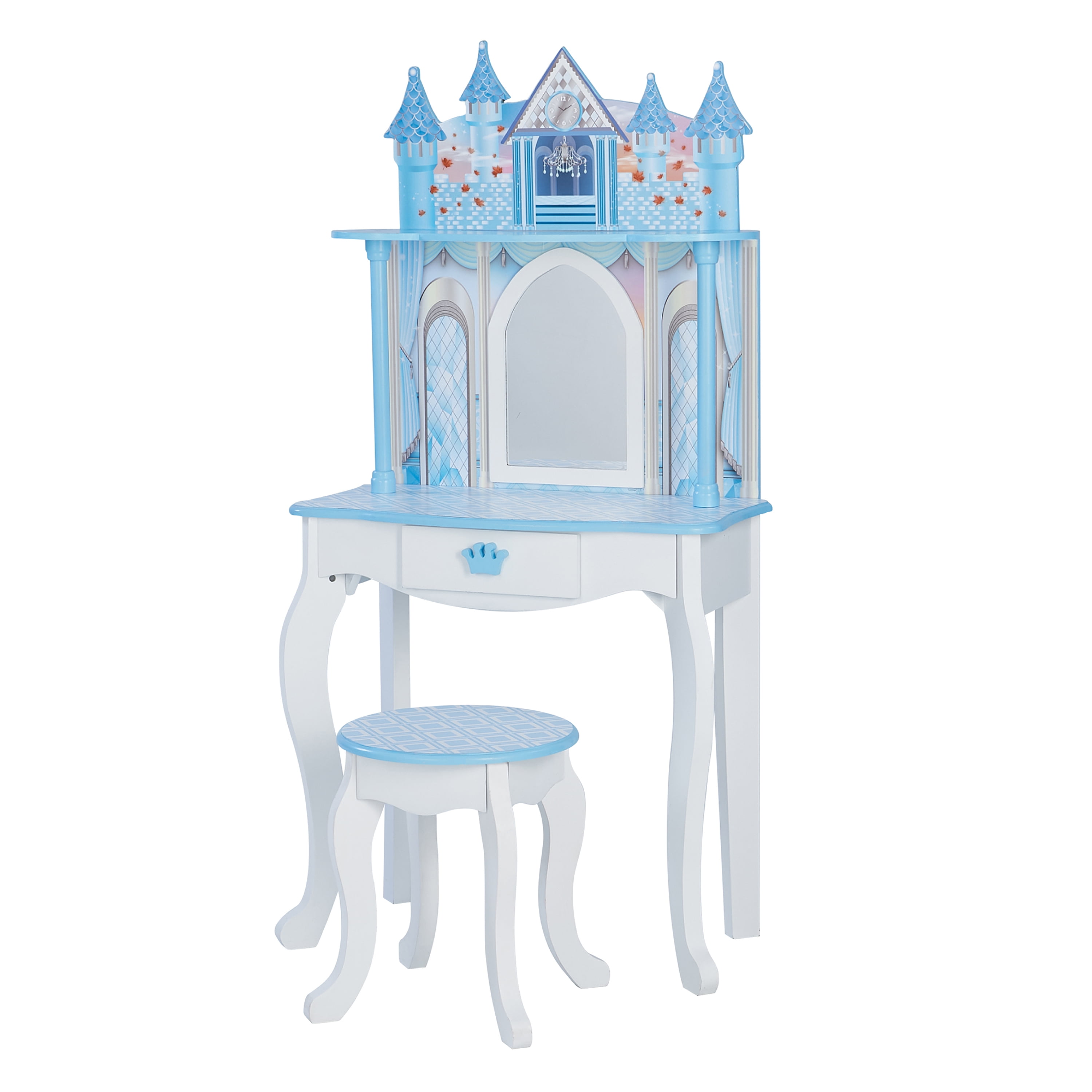 Teamson Kids - Dreamland Castle Play Vanity Set - White / Ice Blue