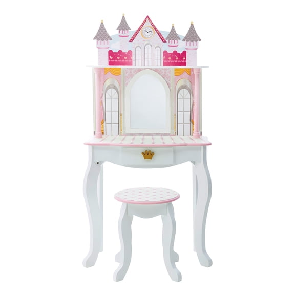 Fantasy Fields Dreamland Castle Kids Vanity Table & Stool, Pink
