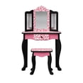 thumbnail image 1 of Fantasy Fields Kids Vanity Table Set with Mirror and Stool – Gisele Leopard Print, Black and Pink, 1 of 12