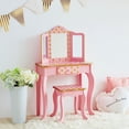 thumbnail image 1 of Fantasy Fields Gisele Princess Polka Dot Wooden Kids Play Vanity Set with Tri-Fold Mirror & Stool, Pink & Gold, 1 of 11