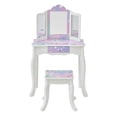 thumbnail image 1 of Fantasy Fields Gisele Starry Sky Wooden Kids Play Vanity Set with Tri-Fold Mirror & Stool, White & Lavender, 1 of 8