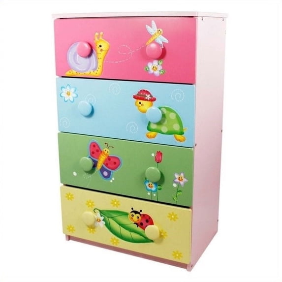 Fantasy Fields Hand Carved Magic Garden 4 Drawer Cabinet