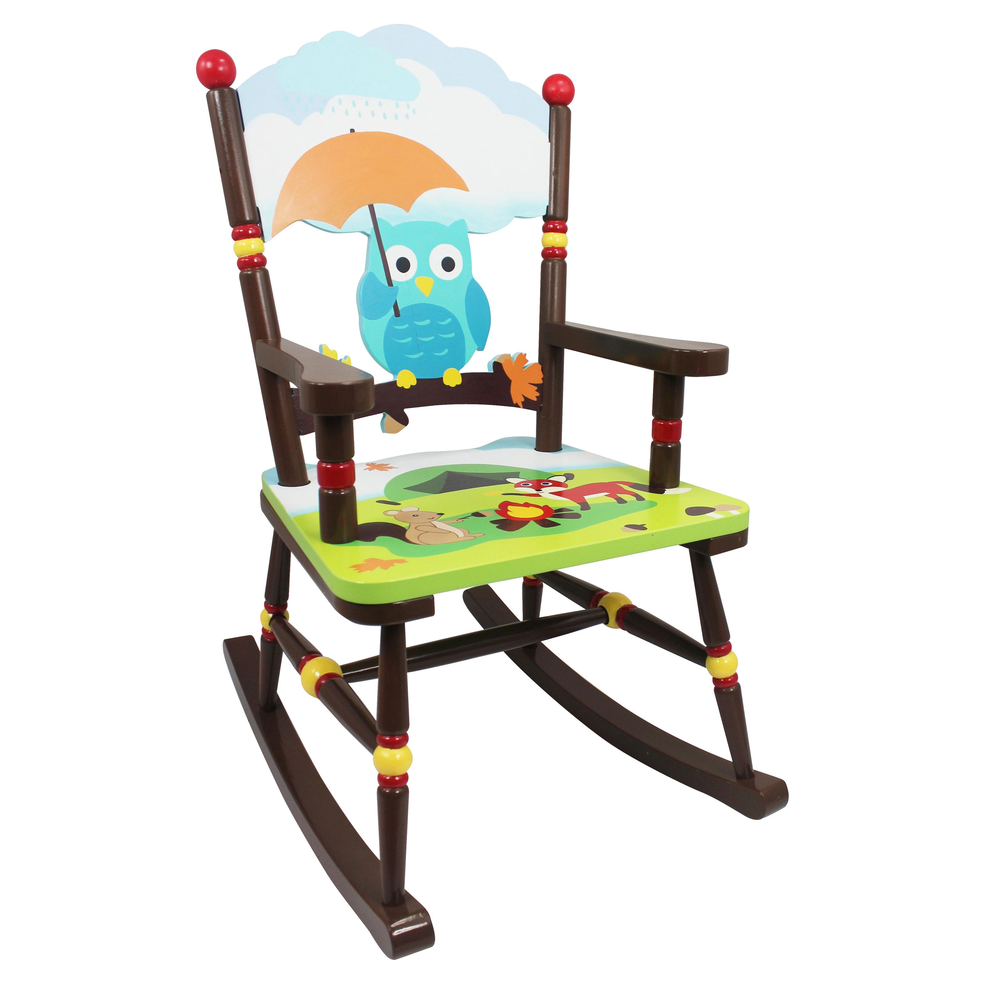 Fantasy Fields Kids Enchanted Woodland Wood Finish Rocking Chair, Blue ...