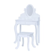 Fantasy Fields Little Princess Rapunzel Vanity Table with Mirror, Storage Drawers, and Stool, White