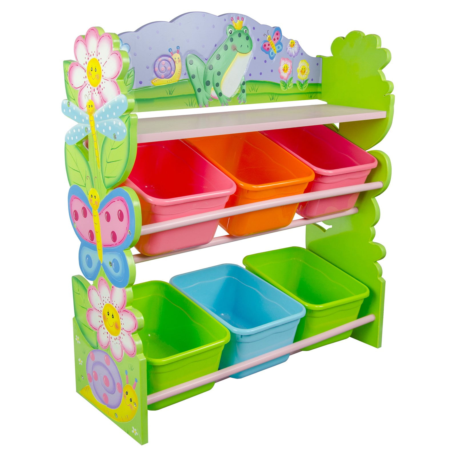 Fantasy Fields Magic Garden Wood Toy Organizer with 6 Storage Bins