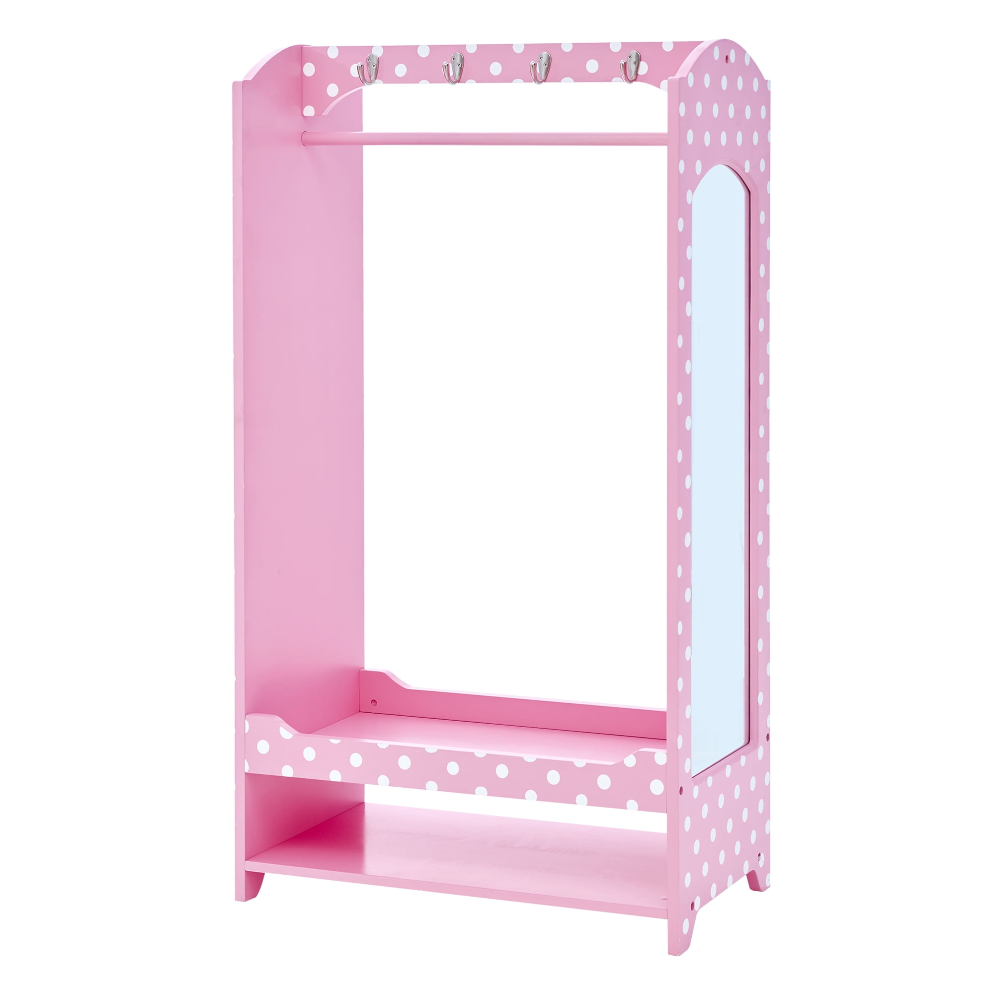 Fantasy Fields Polka Dots Toy Clothing Rack with Storage, Pink