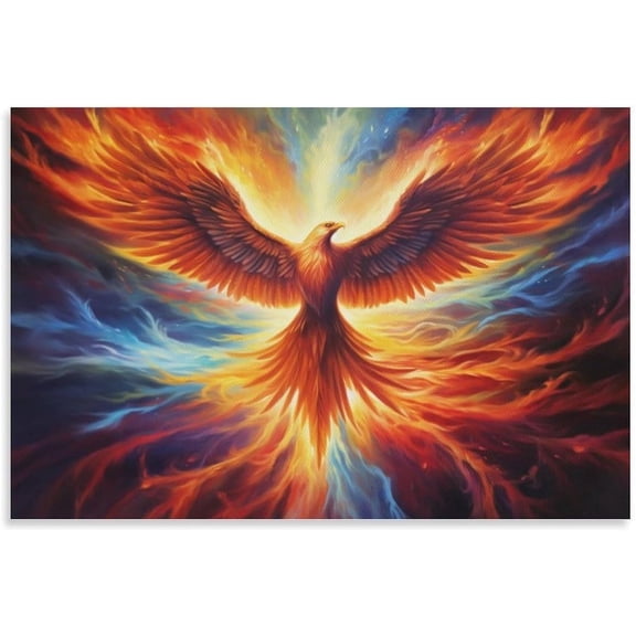 Fantasy Fire Bird Phoenix Wall Art Phoenix Poster Canvas Art Prints for Office Living Room Bedroom Pictures Paintings Cool Phoenix Wall Decor for Mens Women Unframed 16x24inch(40x60cm)