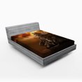 thumbnail image 1 of Fantasy Fitted Sheet, Fantasy Castle on Top of the Cliff with Thunder Supernatural Place Fiction Print, Soft Decorative Fabric Bedding, Queen Size, Orange Brown, by Ambesonne, 1 of 2