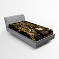 thumbnail image 1 of Fantasy Fitted Sheet, Fairytale House in Tree Trunk in Forest with Lanterns Folk Stories Themed Design, Soft Decorative Fabric Bedding, Twin XL Size, Umber Brown, by Ambesonne, 1 of 2