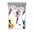 thumbnail image 1 of Fantasy Fitted Sheet & Pillow Sham Set, Pixie Elf Fairies Flying with Butterflies Girls Cartoon Flowers Design, Decorative Printed 6 Piece Bedding Decor Set, Full, Multicolor, by Ambesonne, 1 of 3