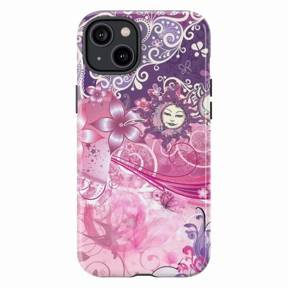 Fantasy Floral Phone Case, Fairy Goddess and Flowers Design, Magical Art Case for iPhone 17 16 15 14 13 12 11 Plus Pro Max Mini