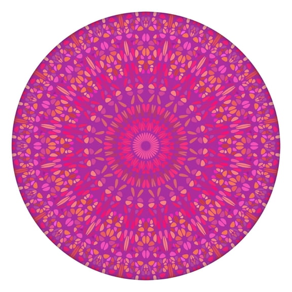 Fantasy Floral Round Table Cover - Elastic Edge Waterproof & Scratch-Resistant Tablecloth for Indian, Zen, or Dreamy Decor (44 Inches, Spill-Proof)