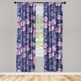 thumbnail image 1 of Fantasy Floral Window Curtains, Night Time Garden Flowers with Neutral Colors Boho Petals Print, Lightweight Decor 2-Panel Set with Rod Pocket, Pair of - 28"x95", Indigo Pale Pink Mauve, by Ambesonne, 1 of 3