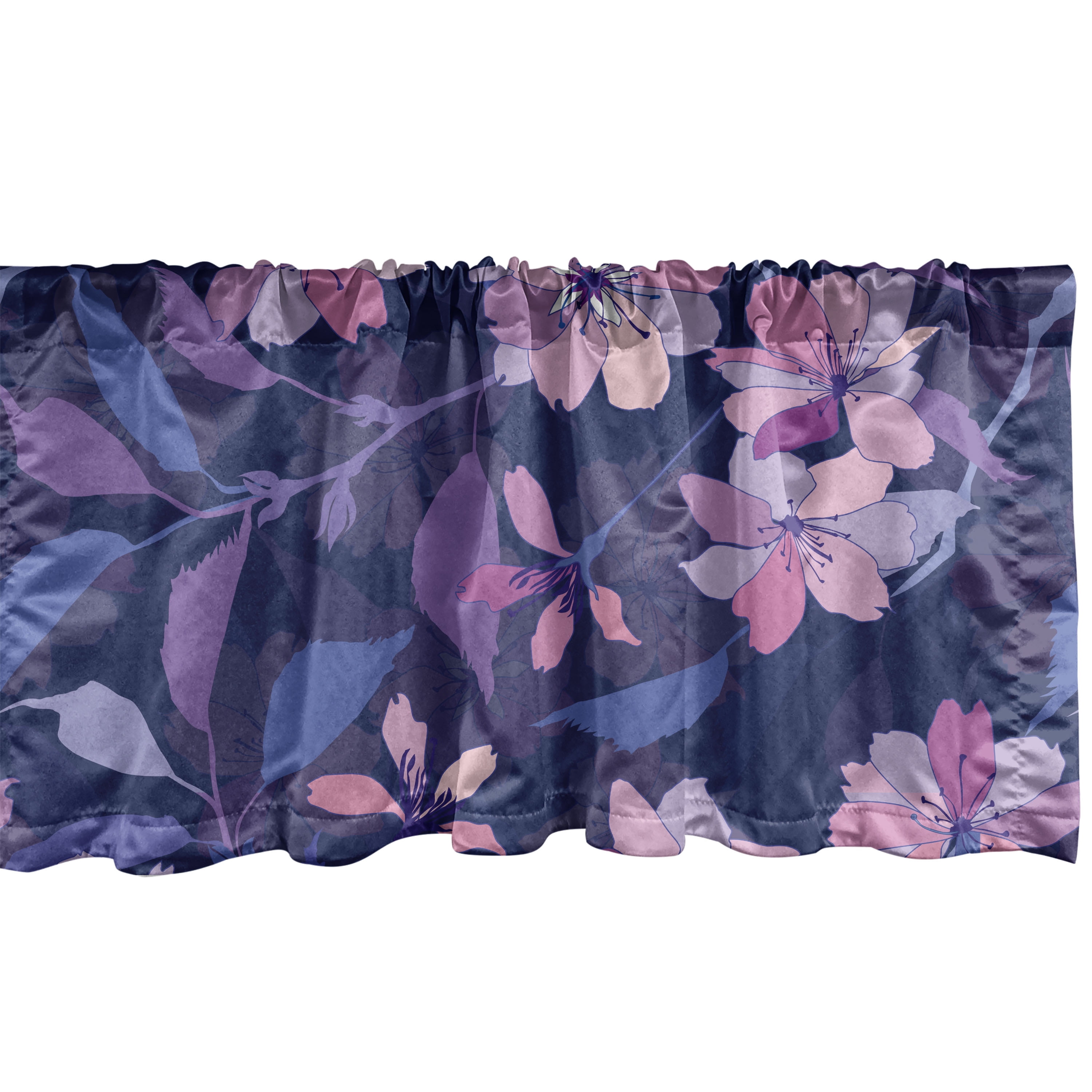 Fantasy Floral Window Valance, Night Time Garden Flowers with Neutral ...