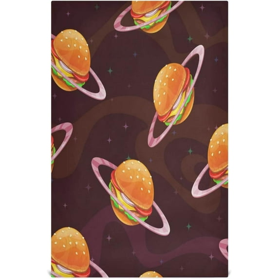 Fantasy Food Planet Dish Towels Set of 6, Funny Space Washable Tea Towels Dishcloths Lint-Free 18x28 Inch Fast Drying for Kitchen Restaurant Bar Clean