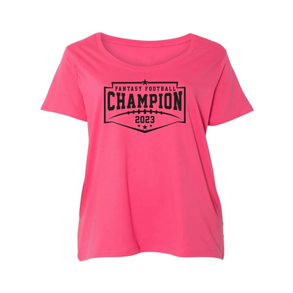 Fantasy Football Champion 2023 Womens Plus Size Scoopneck Tee