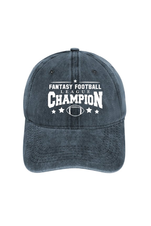 Fantasy Football Champion Navy Hat Adjustable Funny Fashion Unisex Baseball Cap for Men Women