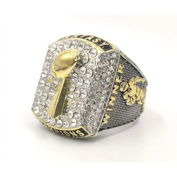 Fantasy Football Championship Silver Gold Bicolor Rings Trophies with Display Box