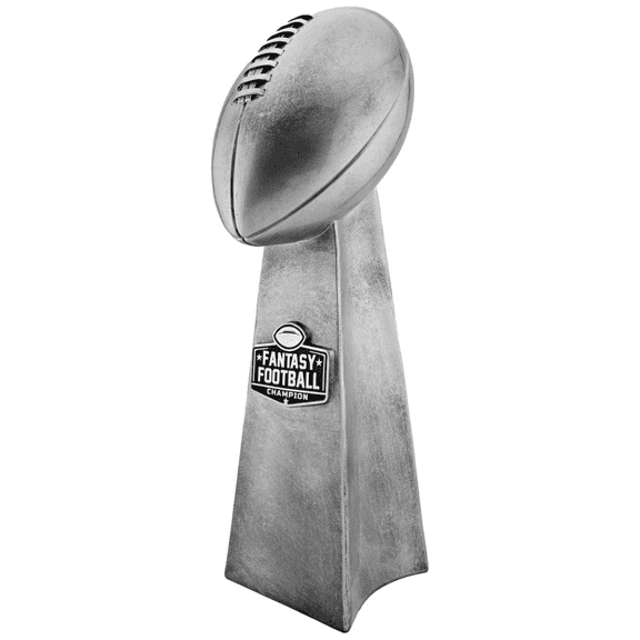 Fantasy Football Championship Trophy 14 Inch - Premium Fantasy Trophy with Antique Silver Finish, Football Trophy Pro Replica for Winner, Fantasy Football Trophies Display Award