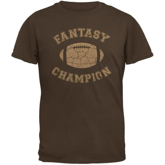 Fantasy Football Distressed Champion Brown Adult T-Shirt - Medium