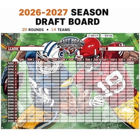 Fantasy Football Draft Board 2026-2027 Kit, 5.28x3.67 Ft 14 Teams 20 Rounds, 575 Stickers, Complete Fantasy Football Draft Kit 2026 for League Party