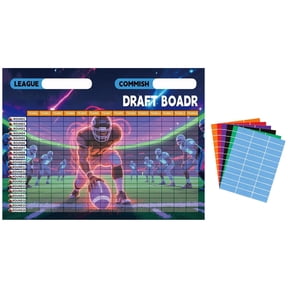 Fantasy Football Draft Board 2026 Set with 600 Player Labels, Large Neon Poster Board for Fantasy Football Draft Party, Football Themed Party Decorations for Game Night Gatherings