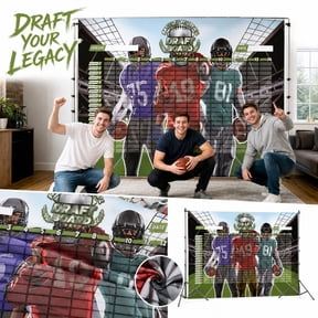 Fantasy Football Draft Board Featuring 71X47 Inch Polyester Fabric with Metal Grommets, Reusable Football Party Decorations for Game Day Gatherings, Fantasy Football Draft Party