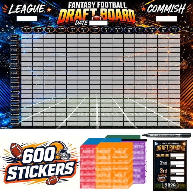 Fantasy Football Draft Board Kit 2026–2027 Season - Walmart Business ...