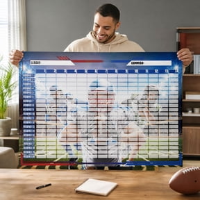 Fantasy Football Draft Board Poster, Large Wall Mounted Writable Draft Chart, Suitable for Fantasy League Draft Night Events