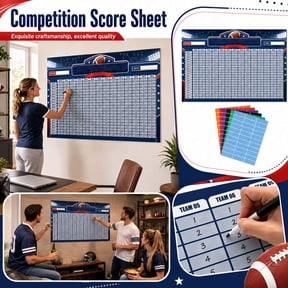 Fantasy Football Draft Board with 20 Rounds and 14 Columns, 43 X 63 Inches, Stadium Theme Design, for Game Night, Wall Hanging Kit