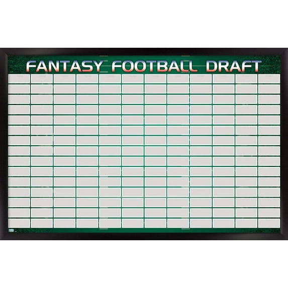 Fantasy Football Draft Wall Poster, 14.725" x 22.375", Framed