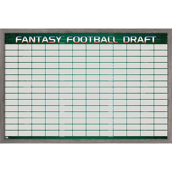 Fantasy Football Draft Wall Poster, 14.725" x 22.375", Framed
