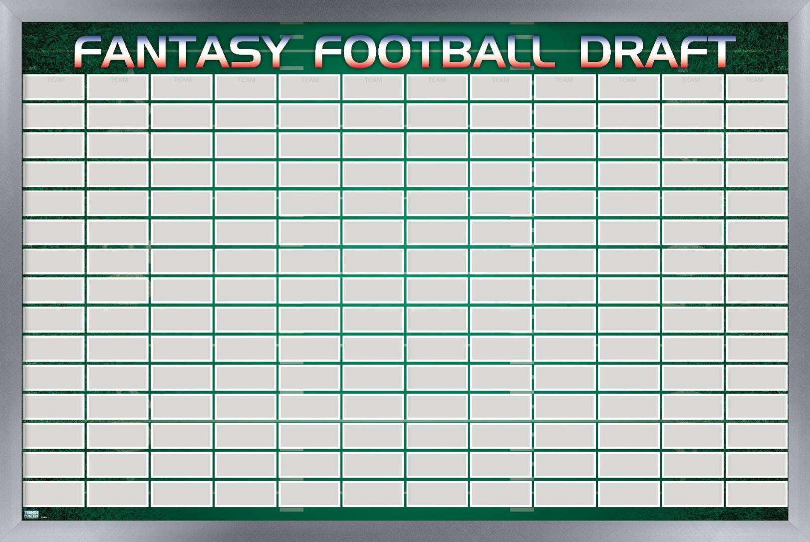 Fantasy Football Draft Wall Poster, 22.375" x 34", Framed