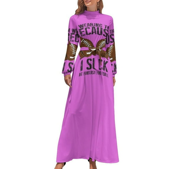Fantasy Football Last Place Award Punishment Women's Long Dress Long Sleeves Dress Vintage Dresses Party Maxi Dress High Waist Dress