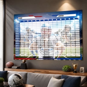 Fantasy Football League Draft Board Kit 2026‑2027, Oversized Draft Board with 600+ Player Stickers, Supports 14 Teams 20 Rounds, Ideal for Draft Party & Family Game Gathering (F)