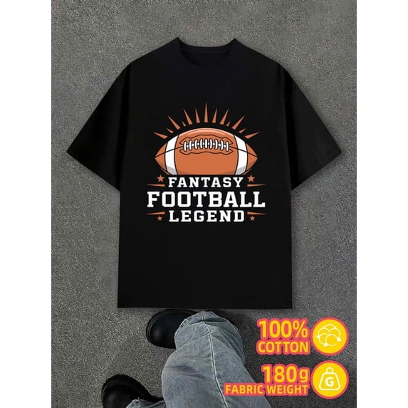 Greenink Fantasy Football Legend men's 180G 100% Cotton white Unique Design Unisex Shirt Short Sleeve tshirts Basic Unisex Shirt Cotton tshirts Funny Unisex Shirt Short Sleeve tshirts