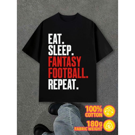 Fantasy Football Repeat men's 180G 100% Cotton white Trendy Unisex Shirt Cotton tshirts Unique Design Unisex Shirt Short Sleeve tshirts Basic Unisex Shirt Graphic Tee tshirts