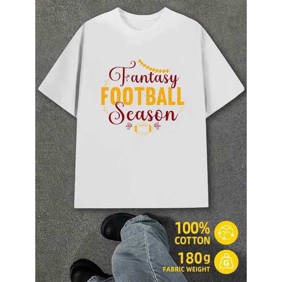 Greenink Fantasy Football Season men white 180G 100% Cotton Summer wear Vintage-inspired,comfortable fit Original Unisex Shirt Printed tshirts Basic Unisex Shirt Printed tshirts